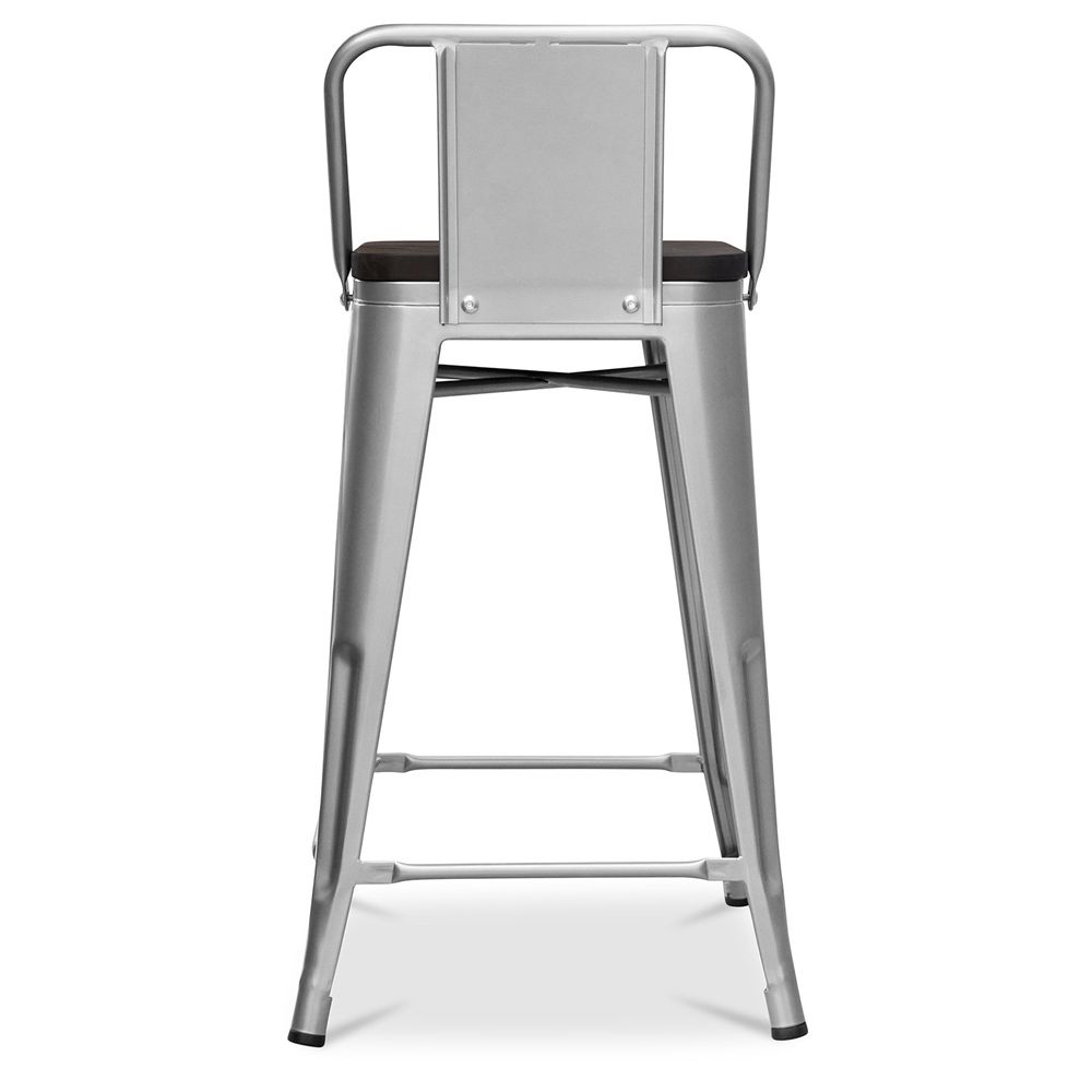 Tabouret de bar design industriel avec dossier - Bois et acier - 60 cm - Metalix
