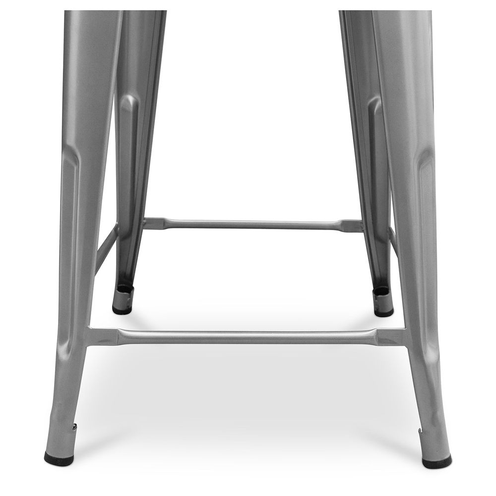 Tabouret de bar design industriel avec dossier - Bois et acier - 60 cm - Metalix