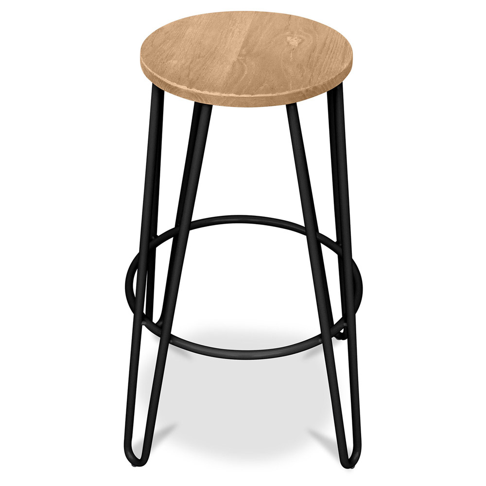 Tabouret Hairpin - 74cm - Bois clair et métal