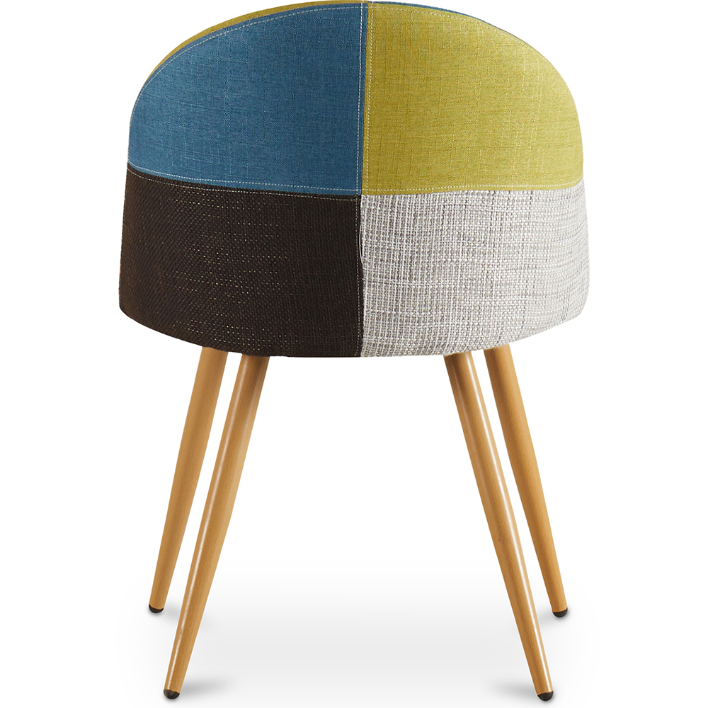 Chaise de salle à manger tapissée scandi retro design patchwork pieds en bois - Bennett Fiona