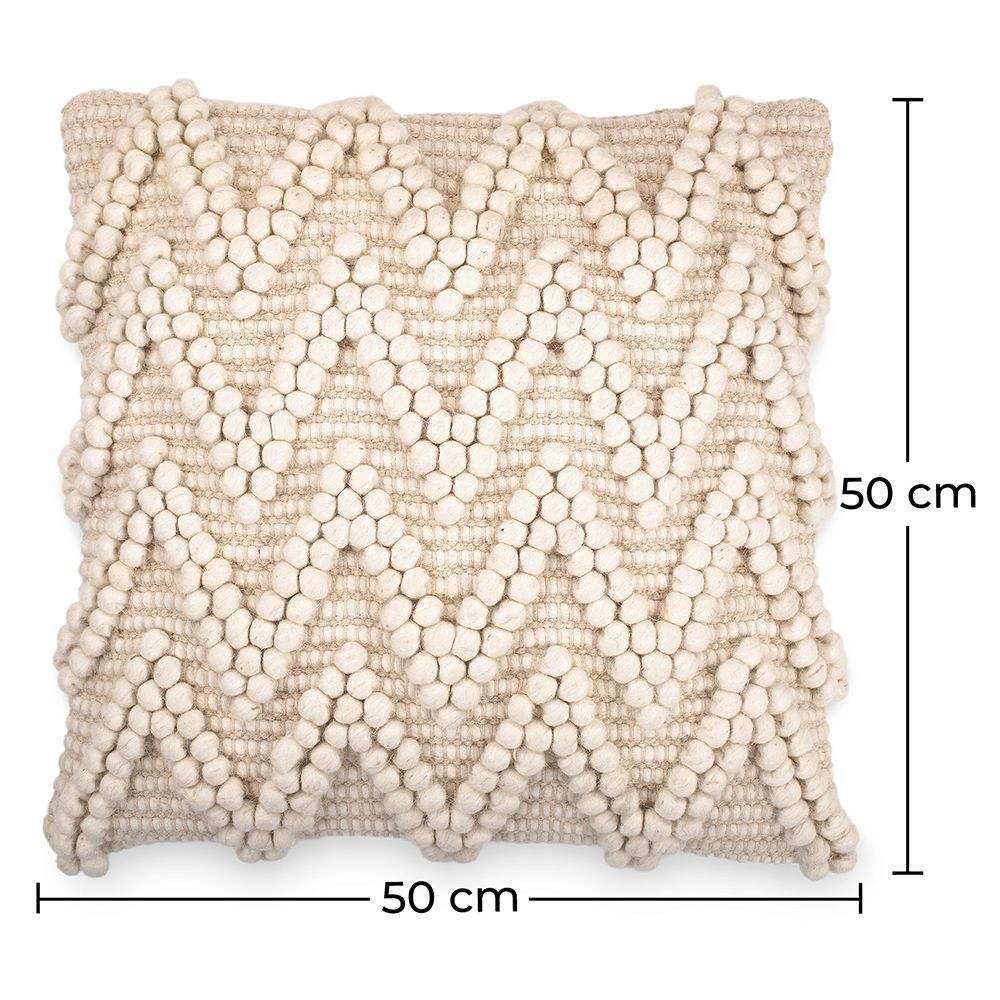 Coussin carré design boho Bali, en tissu bouclé housse + remplissage - Chewuna