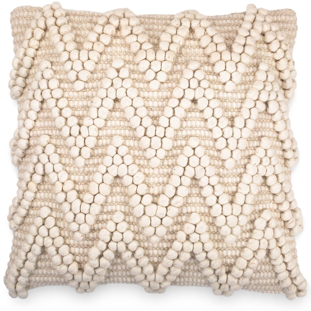 Coussin carré design boho Bali, en tissu bouclé housse + remplissage - Chewuna