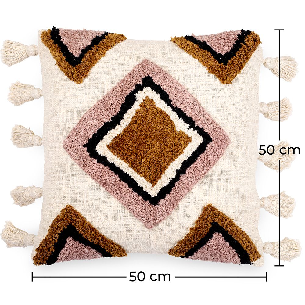 Coussin carré design boho Bali en coton housse + remplissage - Eloise