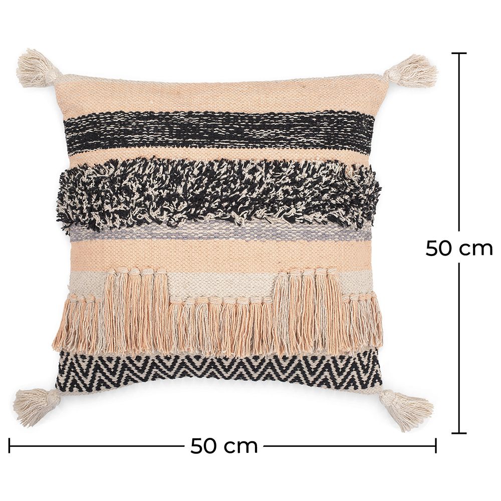 Coussin carré design boho Bali en coton housse + remplissage - Ava