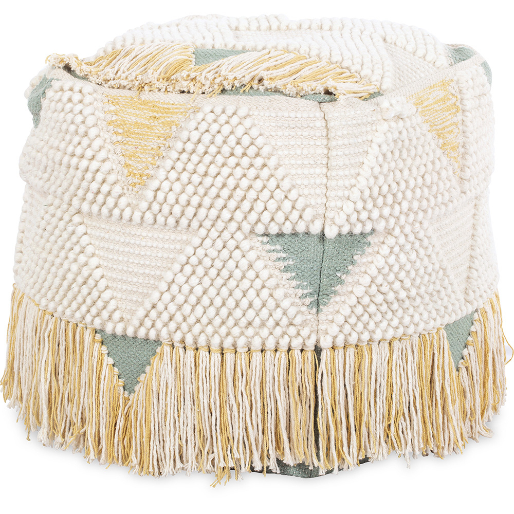 Pouf carré à motifs design boho Bali en coton et laine - Janet Bali