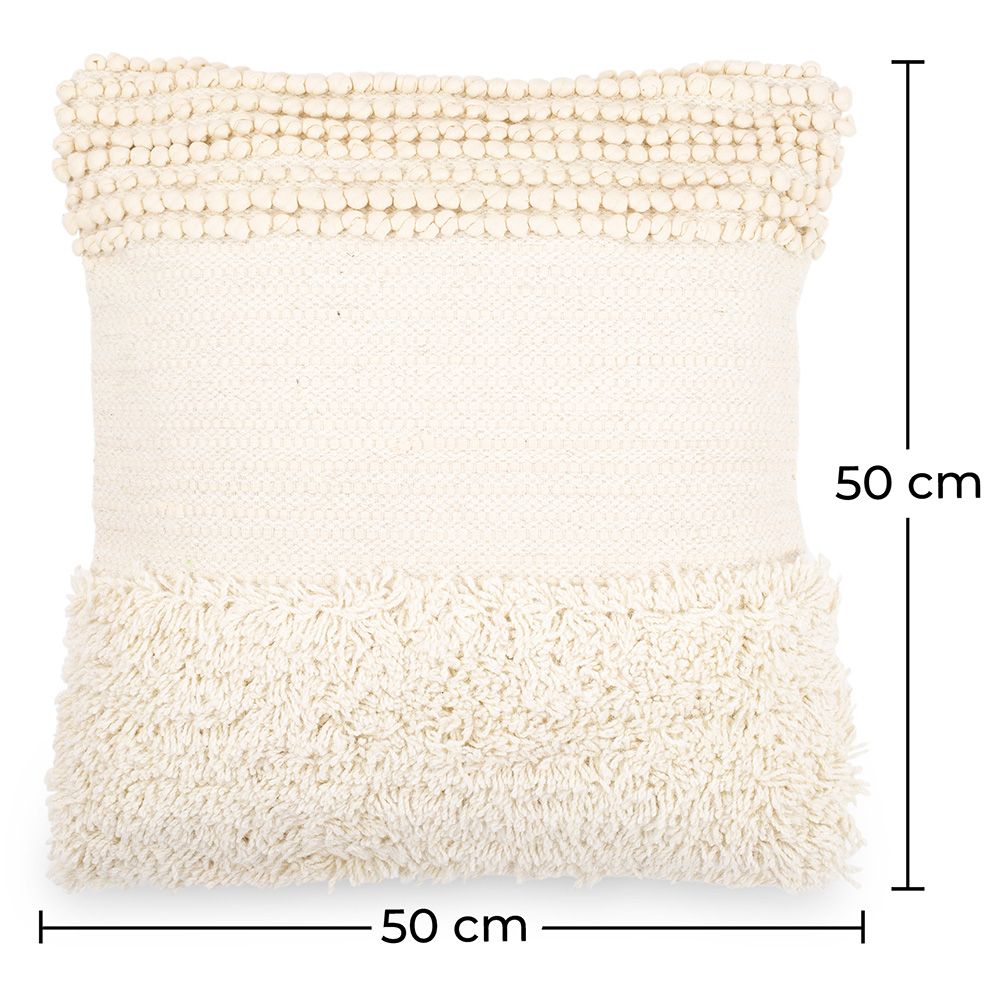 Coussin carré design boho Bali en coton et laine housse + remplissage - Margaret