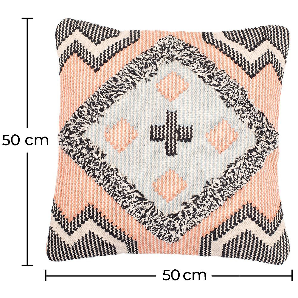 Coussin carré design boho Bali en coton housse + remplissage - Revenna