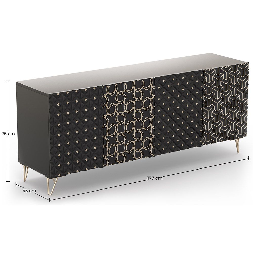 Buffet design en bois - Noir - Prana